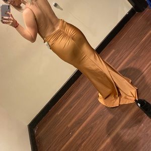 Gold silk dress